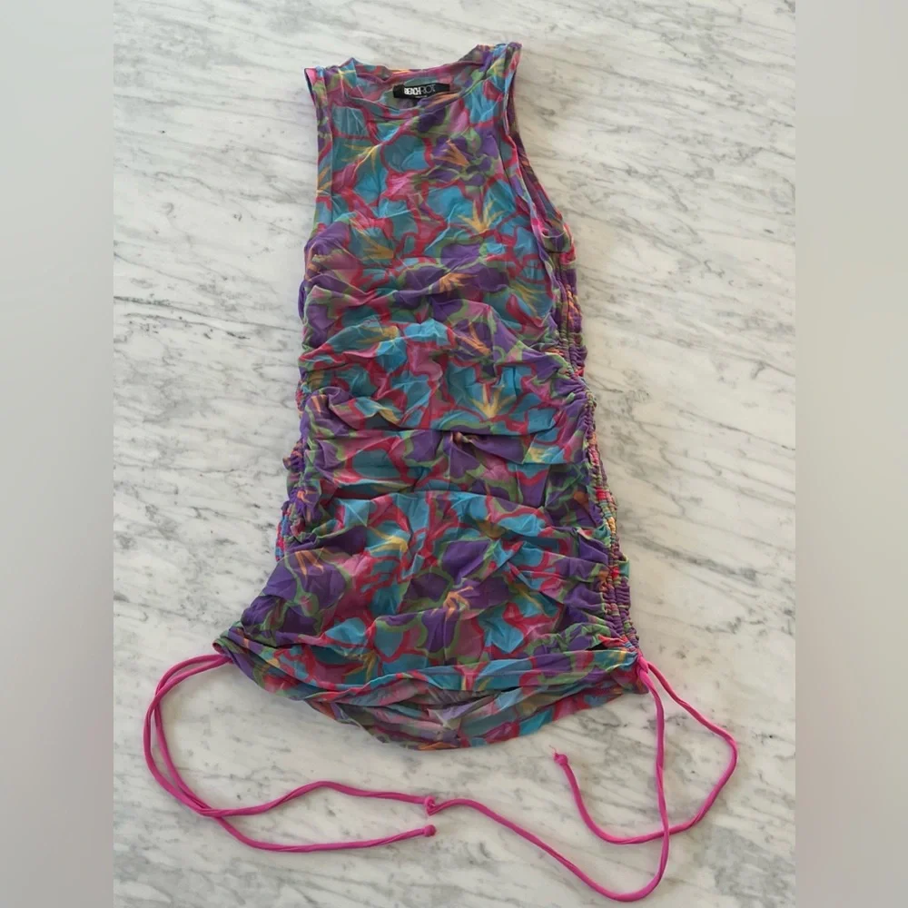Beach Riot X Revolve Vera Swim Cover Up Dress Medium in Purple Floral - Picture 5 of 8
